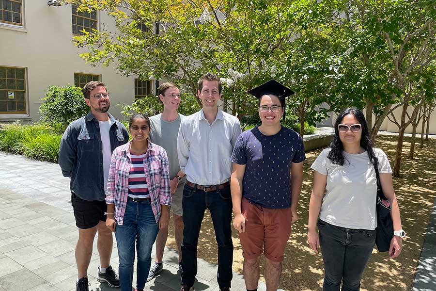 Left to right: Tim, Gargi, Ben, John, Justin, and Elizabeth (Celebrating Justin's graduation, December 2022, USYD)
