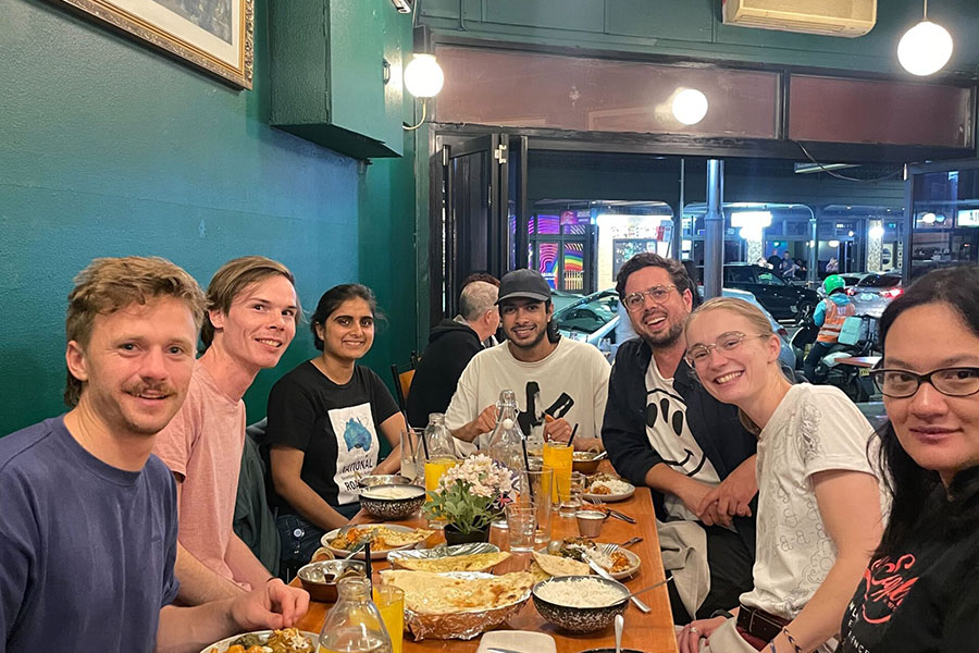 Left to right: Finn, Ben, Gargi, Chintan, Tim, Alice, and Elizabeth (Finn's visit, April 2023)